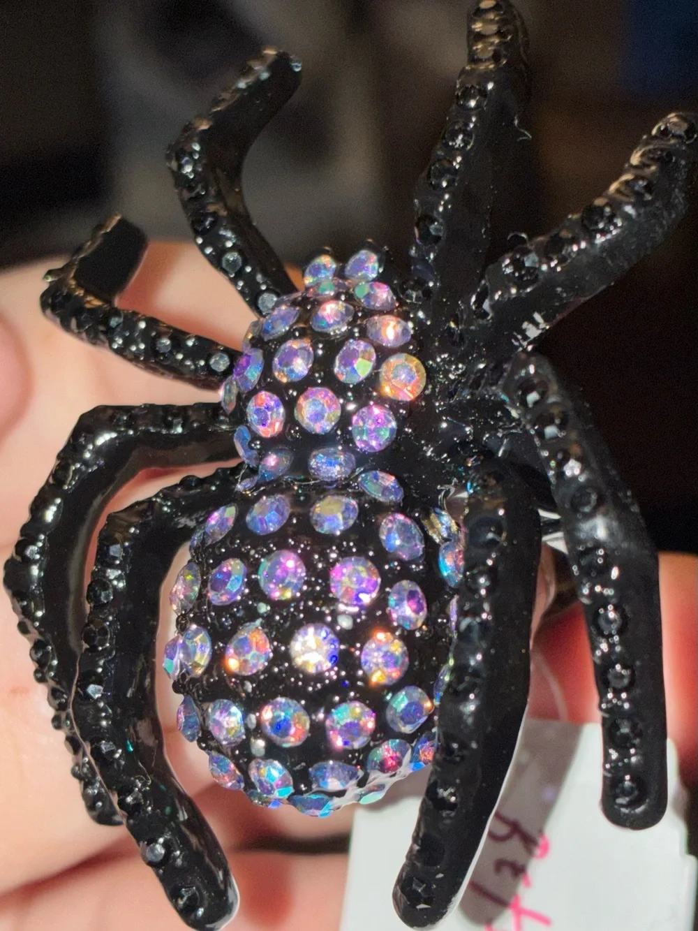 BETSEY JOHNSON 2026 Halloween Crystal-Studded Gothic Spider Stretch Ring NEW NWT
